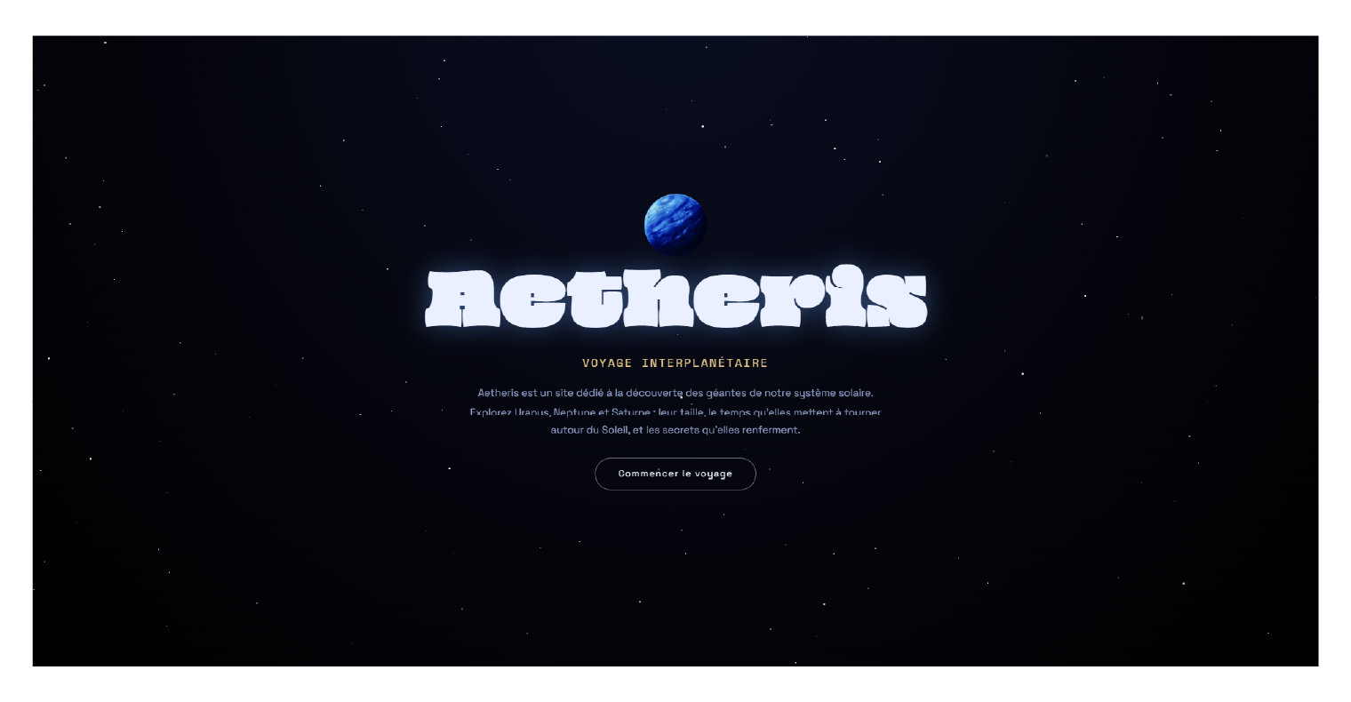 Aperçu de la version retravaillée du site Aetheris